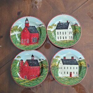Set of 4 Salad Plates Country Life Warren Kimble Brandon House MINT CONDITION